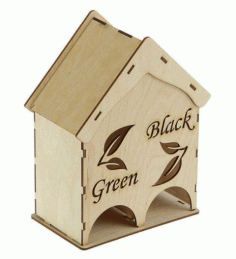 2 In 1 Tea House Tea Bag Dispenser For Laser Cut Free Vector File