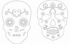 2 Sugar Skulls Free DXF File