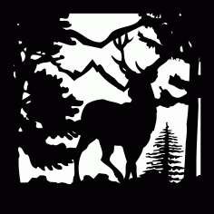 24 X 24 Buck Trees Mountain Plasma Art Free DXF File