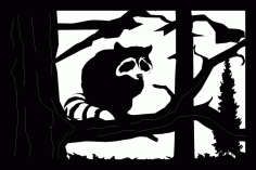 24 X 36 Racoon Tree Mountains Plasma Art Free DXF File