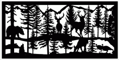 24 X 48 2 Turkeys 2 Bucks 1 Doe 1 Bear Plasma Art Free DXF File