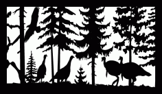 28 X 48 4 Turkeys And Eagle Plasma Art Free DXF File