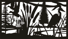 28 X 48 Deuck Cattails Heron Plasma Art Free DXF File