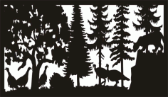 28 X 48 Mountain Lion And Turkeys Plasma Art Free DXF File