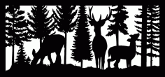 28 X 60 Buck Two Doe And Trees Plasma Art Free DXF File