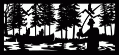 28 X 60 Canoers Fly Fisherman Stream Eagle Plasma Art Free DXF File