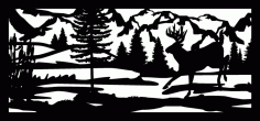28 X 60 Herron Cattails Water Buck And Mountains Plasma Art Free DXF File