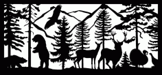 28 X 60 Two Bears Eagle Two Deer Turkeys Plasma Art Free DXF File