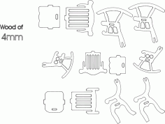 3 Chairs 4mm 3d Puzzle Free DXF File