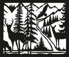 30 X 36 Doe Buck Doe Eagle River Plasma Metal Art Free DXF File