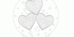 3d Illusion Laser Cut Hearts I Love You Nightlamp Free Vector File