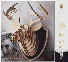 3d Puzzle Amazing Design Deer Head Free DXF File