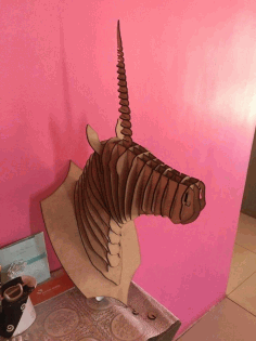 3d Puzzle Amazing Design Unihorn Head Free DXF File