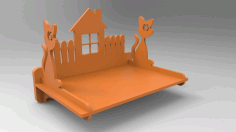 3d Puzzle cat-polka Shelf Laser Cutting Project Free DXF File
