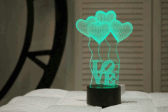 3d Romantic Love Heart Balloon Acrylic Led Lamp Laser Engraving Free Vector File