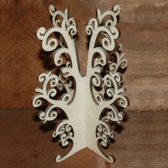 3d Wooden Earring Tree Stand Jewelry Organizer Laser Cut Free Vector File