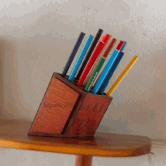 4 Tier Tilted Pen Pencil Holder Laser Cut Free Vector File, Free Vectors File