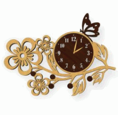 A Butterfly Perched On A Watch For Laser Cut Plasma Free Cdr Vectors Art Free Vector File