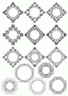Abstract Border Design Vector Set For Laser Cut Free Vector File, Free Vectors File