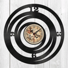 Abstract Rings Shape Vinyl Record Wall Clock Laser Cut Free Vector File
