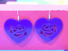 Acrylic Earring Heart Earring Template Laser Cut Free DXF File