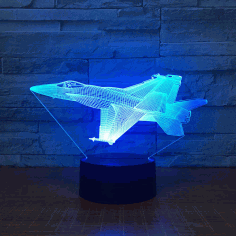 Aircraft Jet Model Airplane 3d Night Light Desk Lamp Laser Cut Acrylic Template Free Vector File