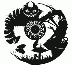 Alice Vinyl Wall Clock For Laser Cut Free Vector File, Free Vectors File