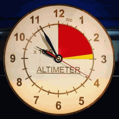 Altimeter Wooden Wall Clock Laser Cut Free Vector File