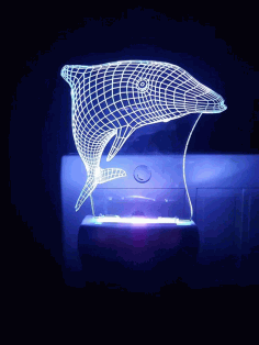 Ballina Whale 3d Illusion Lamp Laser Engraving Free Vector File