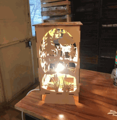 Bambi Forest Light Lamp For Laser Cutting Free Vector File