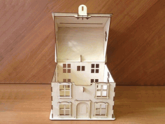 Bank Layout In The Shape Of A House For Laser Cut Free Vector File