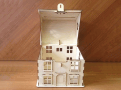 Bank Layout In The Shape Of A house. For Laser Cutting Free Vector File