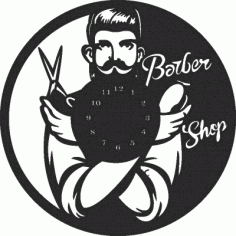 Barber Wall Clock Vinyle Free DXF File
