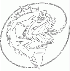 Bass Fish Outline Free DXF File