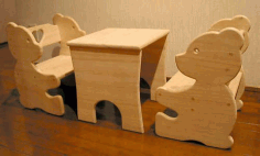 Bear Chair And Table Set For Kids Free DXF File