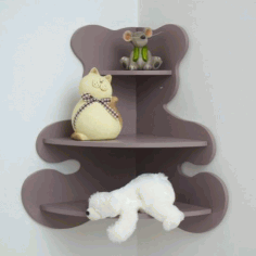 Bear Shaped Corner Shelf For Kids Room Laser Cut Free Vector File