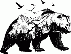 Bear Wall Art Wall Decor 2 For Laser Cutting Free Vector File