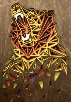 Bear Wall Decor Geometric Layered Art For Laser Cutting Free Vector File
