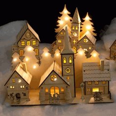 Beautiful Wooden House Tree Laser Cut Free DXF File