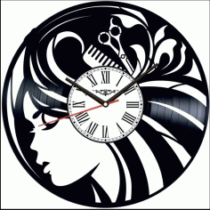 Beauty Salon Wall Clock For Laser Cut Free Vector File