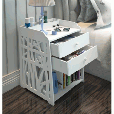 Bedside Wooden Shelves Storage Drawer Template Free DXF File