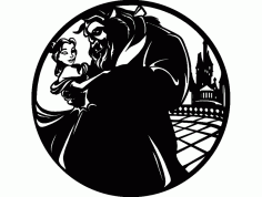 Bella E La Bestia Clock Free DXF File