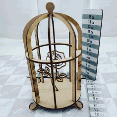 Bird Decoration Cage With Flower Laser Cut Free Vector File