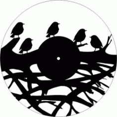 Bird Wall Clock On Tree Branch For Laser Cut Cnc Free Vector File
