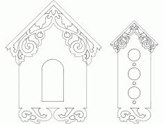Birds House Front Design Free DXF File