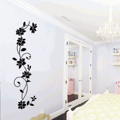Black Flower Vine Wall Decor For Laser Cutting Free Vector File