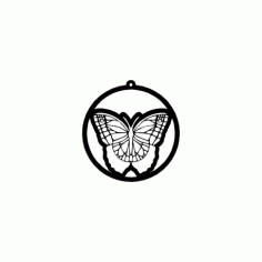 Borboleta Butterfly In Circle Free DXF File