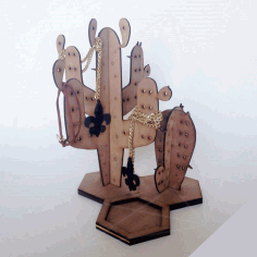 Cactus Jewelry Ring Holder Stand For Laser Cut Free Vector File