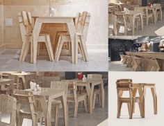Cafe Furniture Set For Laser Cut Free Vector File