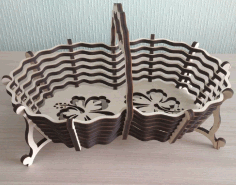 Candy Basket With Handle For Laser Cut Free Vector File